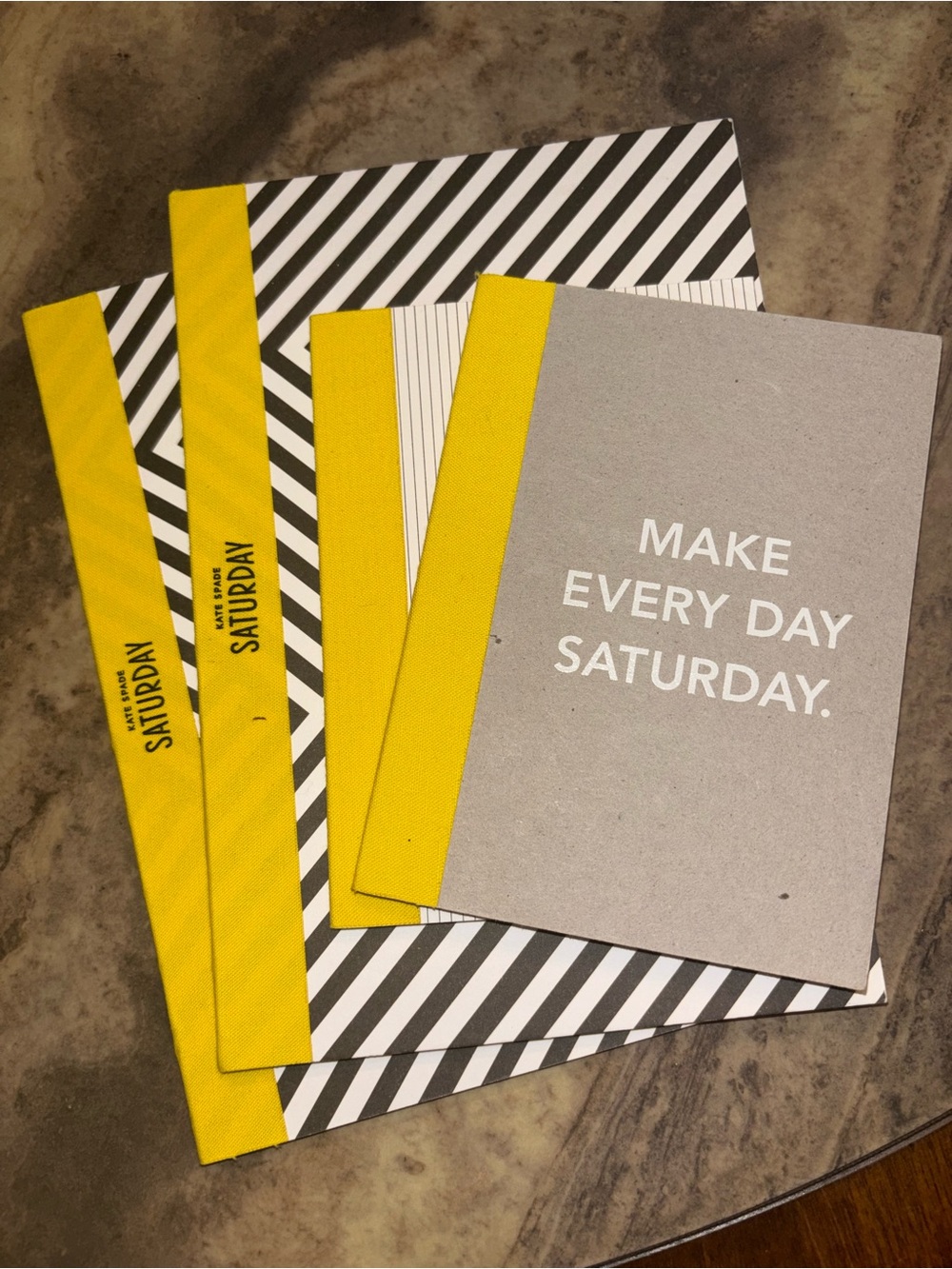 kate spade Grey, Yellow & Black Striped Notebook Set